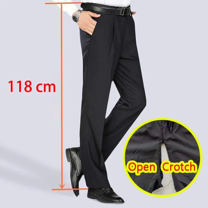 7XL High Man Open Crotch Zipper Pants Elastic Sexy Super Big Soft Crotchless Trousers Gay Adult Toys Costume Erotic Outdoor Sex