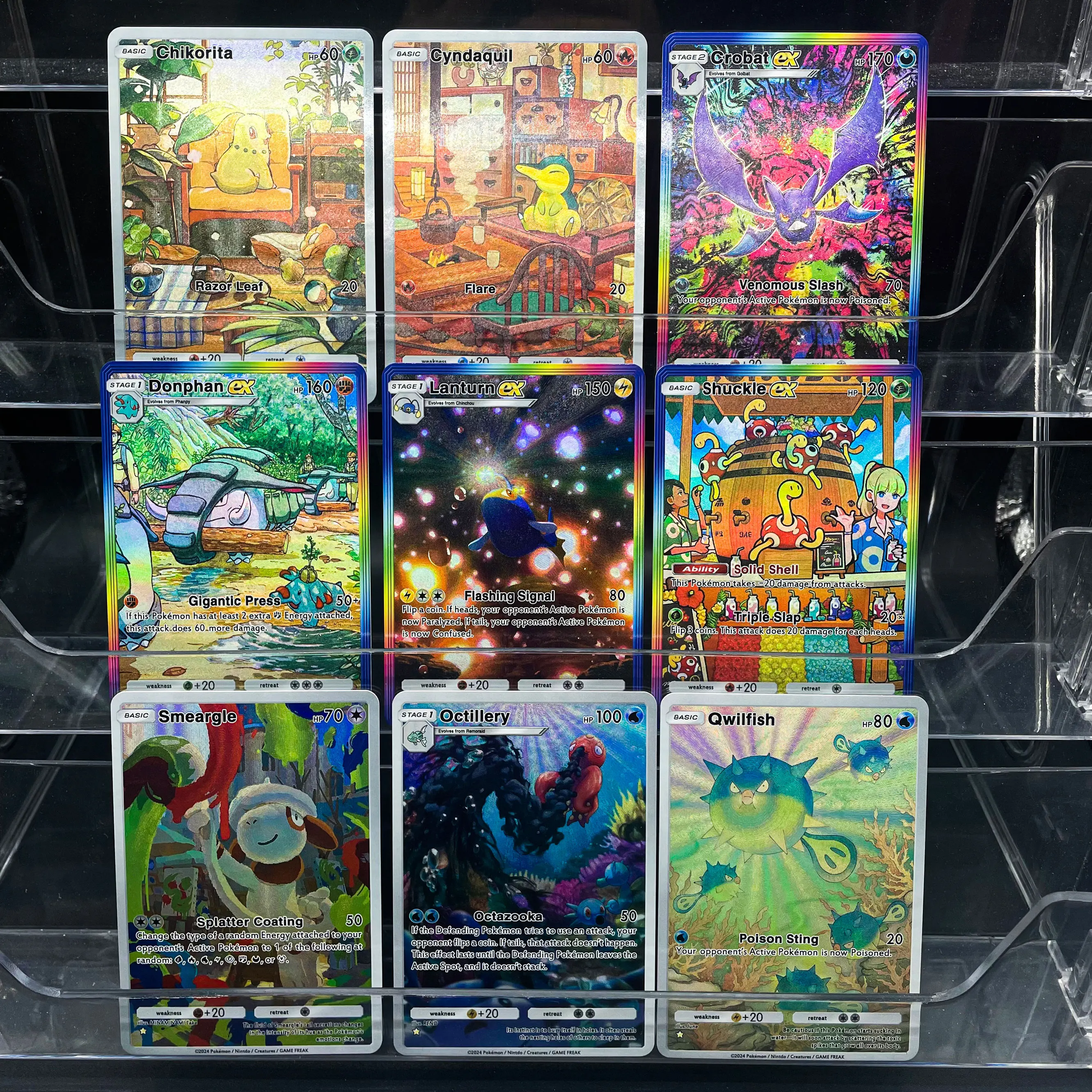 

The 22Th Installment Ptcg Pocket Collection Card English Ex Crobat Shuckle Chikorita Embossed Texture Flash Card Child Gift Toy