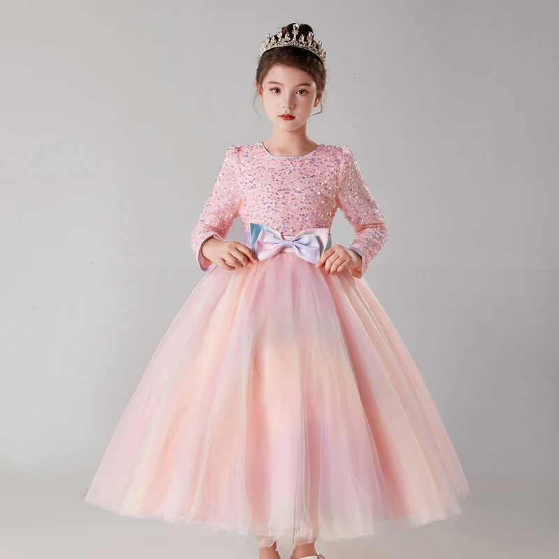 Girl dress princess dress dye long sleeve fantasy princess dress long Pengpengskirt sweet and lovely dress dress Christmas