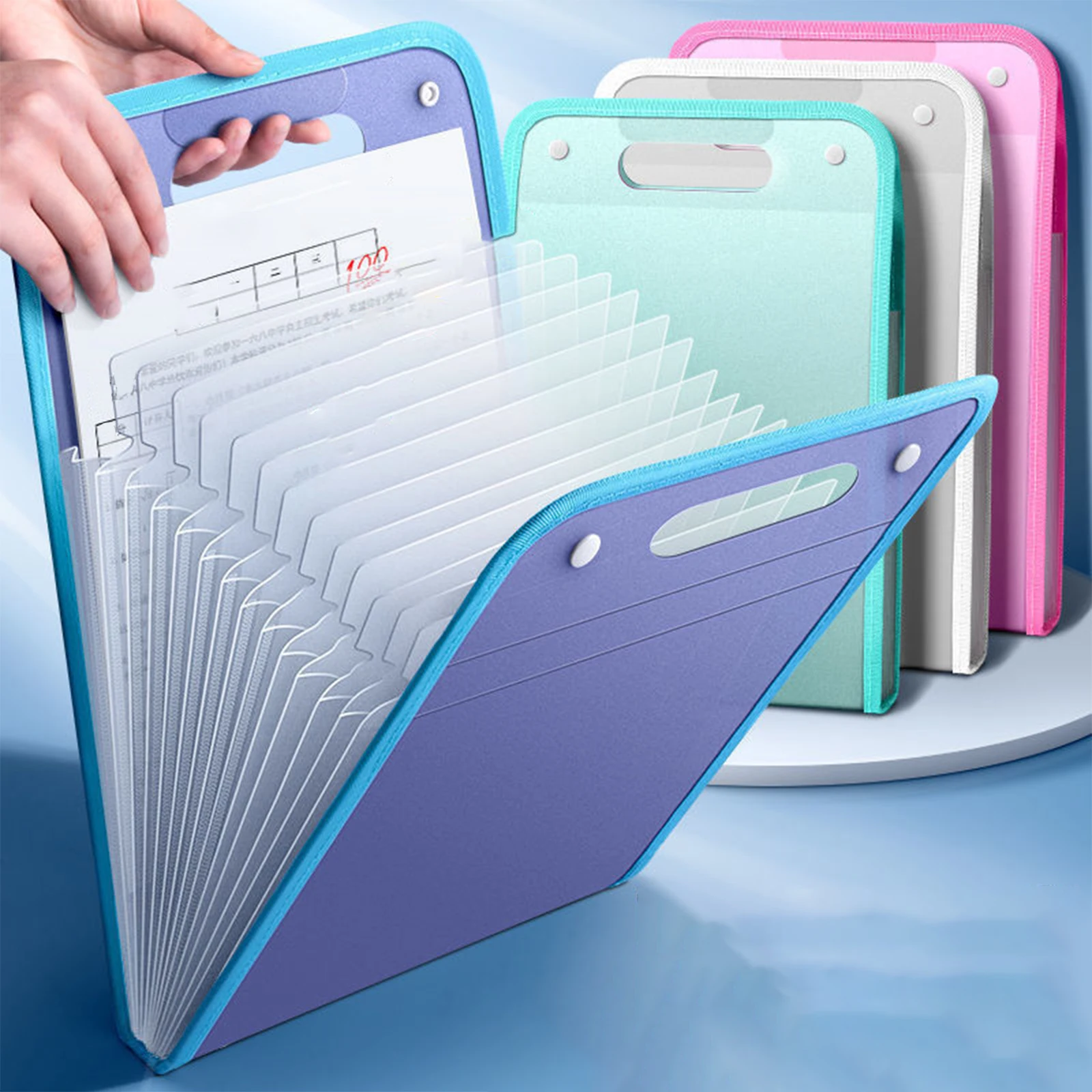 

13 Pocket File Folders Portable A4 Letter Size Macaron Color Accordion Document Organizer for Classroom Office Home Storage