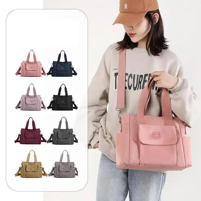 New Large Capacity Women\'s Shoulder Bag Fashionable Nylon Waterproof Cloth Bag Multi-use Crossbody Double Back Casual Bag