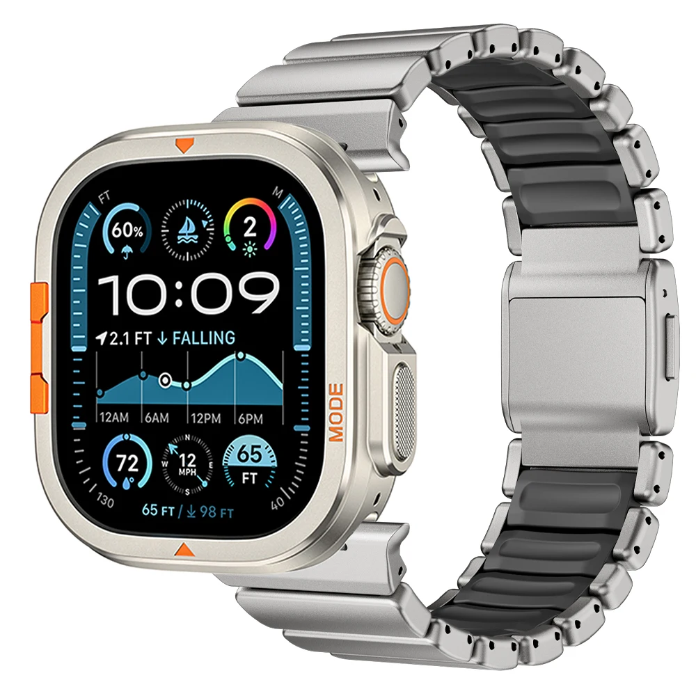 Pulseira de titânio luxuosa + capa para apple watch band ultra 3 2 49mm pulseira de metal para iwatch série 11 10 46mm 9 8 7 6 se3 45mm 44mm