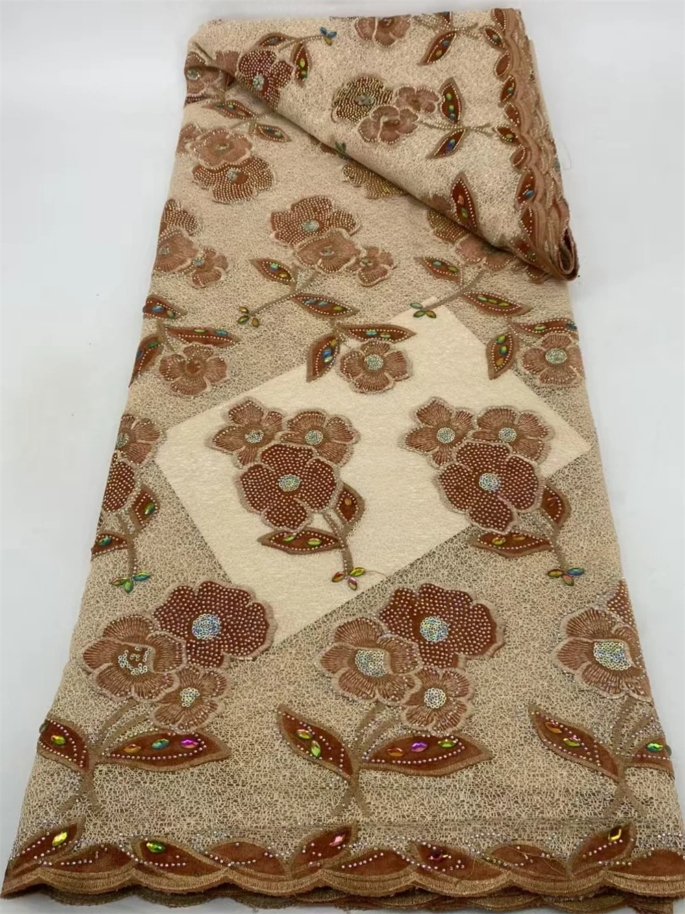 Purple African velvet with big stone Lace Fabric High Quality French Nigerian Lace  Fabrics Beads For Sewing Dress Wedding Party