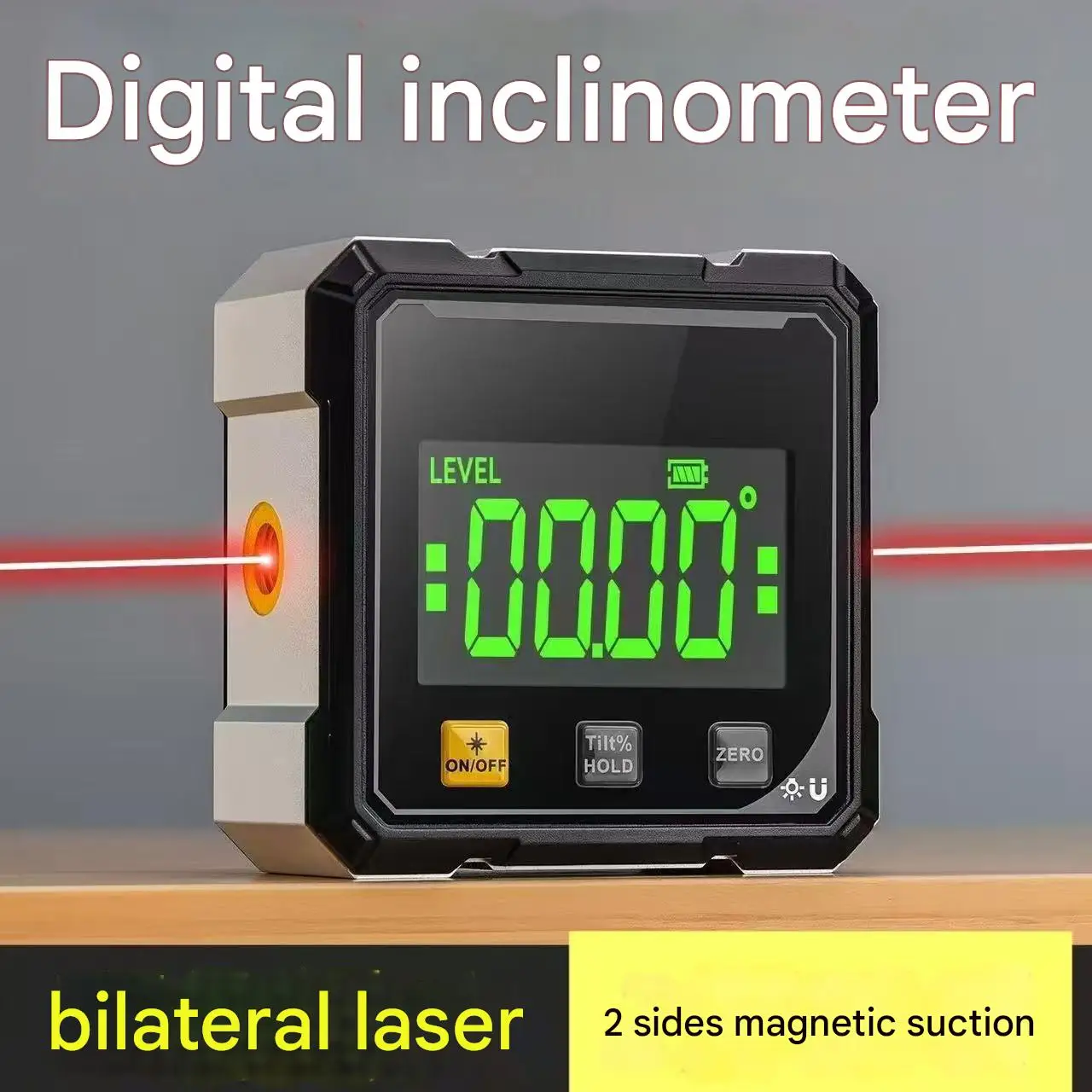 مقياس الميل الرقمي للجيب، مقياس زاوية العرض الرقمي الاحترافي، 360 درجة، ليزر المستوى الإلكتروني المغناطيسي #6