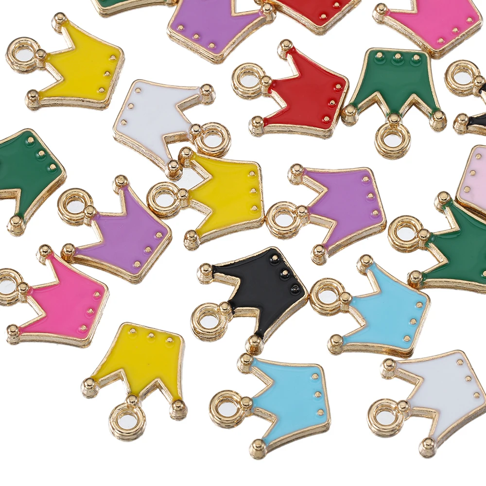 

20pcs/bag Enamel Painted Crown Shape Alloy Pendants For DIY Bracelet Necklace Earrings Phone CharmJewelry Findings Accessories
