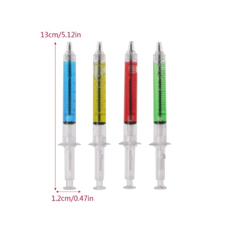 

090F 4Pcs Novelty Injection Gel Pen Ballpoint Black Liquid Medical