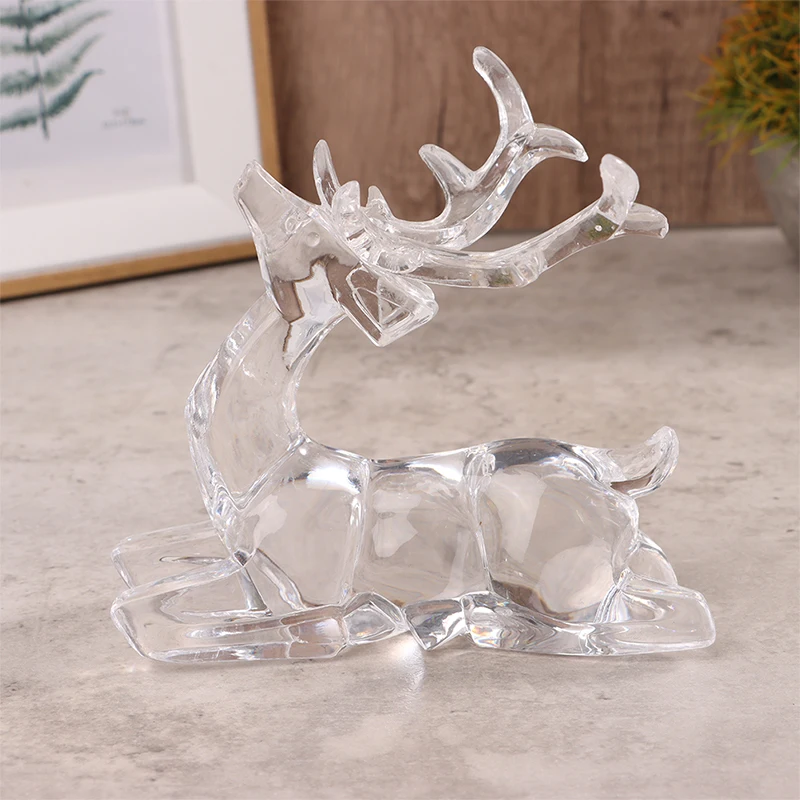 Figurinhas De Veado De Cristal Desktop Ornamento, Escultura Transparente De Rena De Alce, Decoração De Casa E Escritório, Decoração Do Quarto