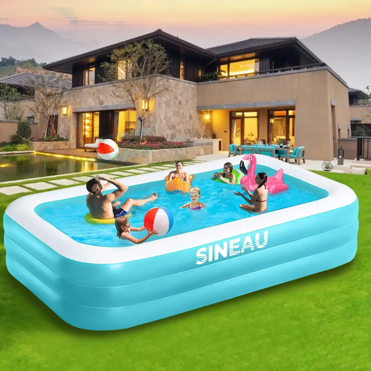 Elinover-piscina inflable para niños y adultos, alberca familiar gruesa de gran tamaño de 120 "X 72" X 22 ", para exteriores