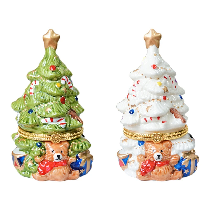 Trinket Box Ornaments Xmas-Tree Jewelry Box Ring Holder Organizer Display Jewelry Holder For Xmas Charms Earrings Easy Install