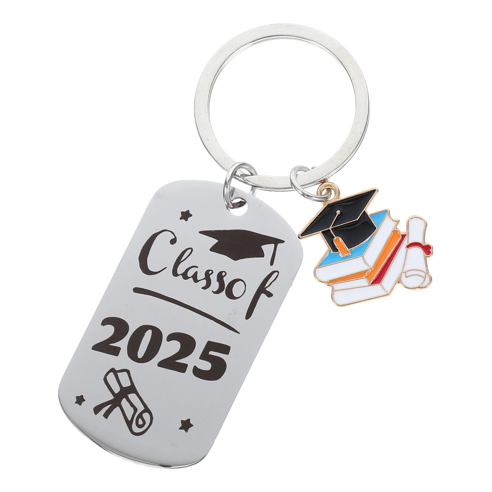 

4pcs Graduation Season Keychain Titanium Steel Creative Design Party Favors Metal Cap Pendants graduation