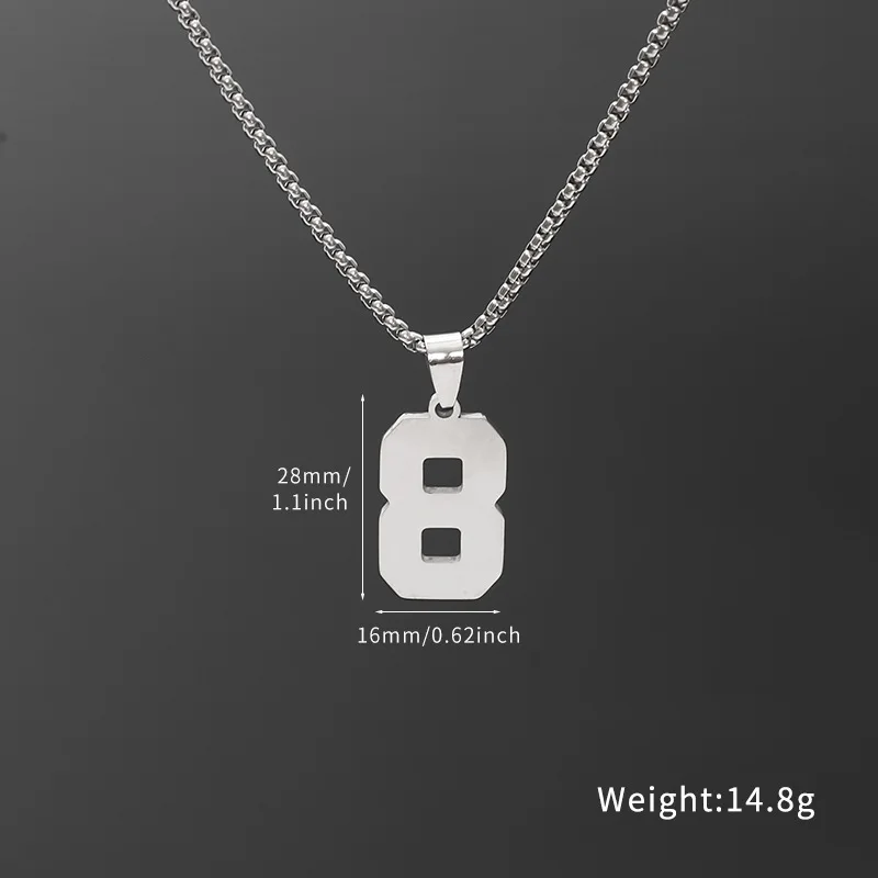 الفولاذ المقاوم للصدأ على الوجهين عدد قلادة 0 1 2 3 4 5 6 7 8 9 مستطيل قلادة الرجال النساء الجوف محظوظ أرقام سلسلة مجوهرات