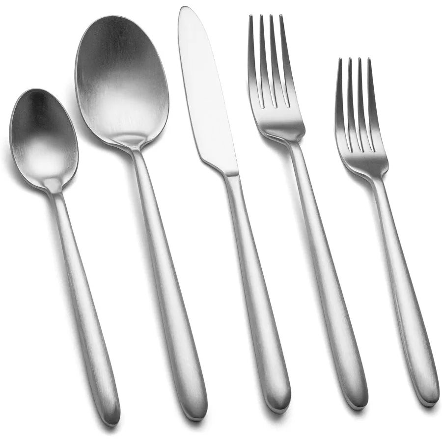 

Heavy Duty Silverware Set 40Piece Premium Stainless Steel Flatware Sets For 8 Matte Brushed Finish Cutlery Tableware Modern Kit