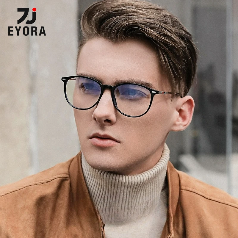 

EYORA Fashion Round Everyday Wear Reading Glasses Anti Blue Light Myopia Glasses Photochromic Prescription Optical Eyewear Lens