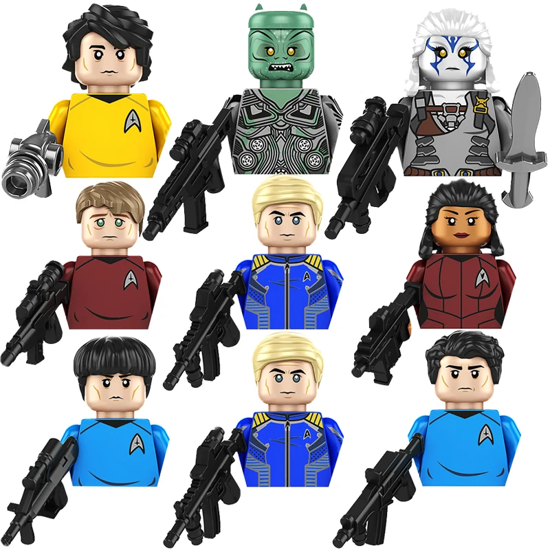 Figuras de acción de Star Trek para niños, minifiguras de acción de la película clásica de Spock, capitán James T Kirk, modelo de bloques de construcción, juguetes, Kit de regalo MOC, 2024