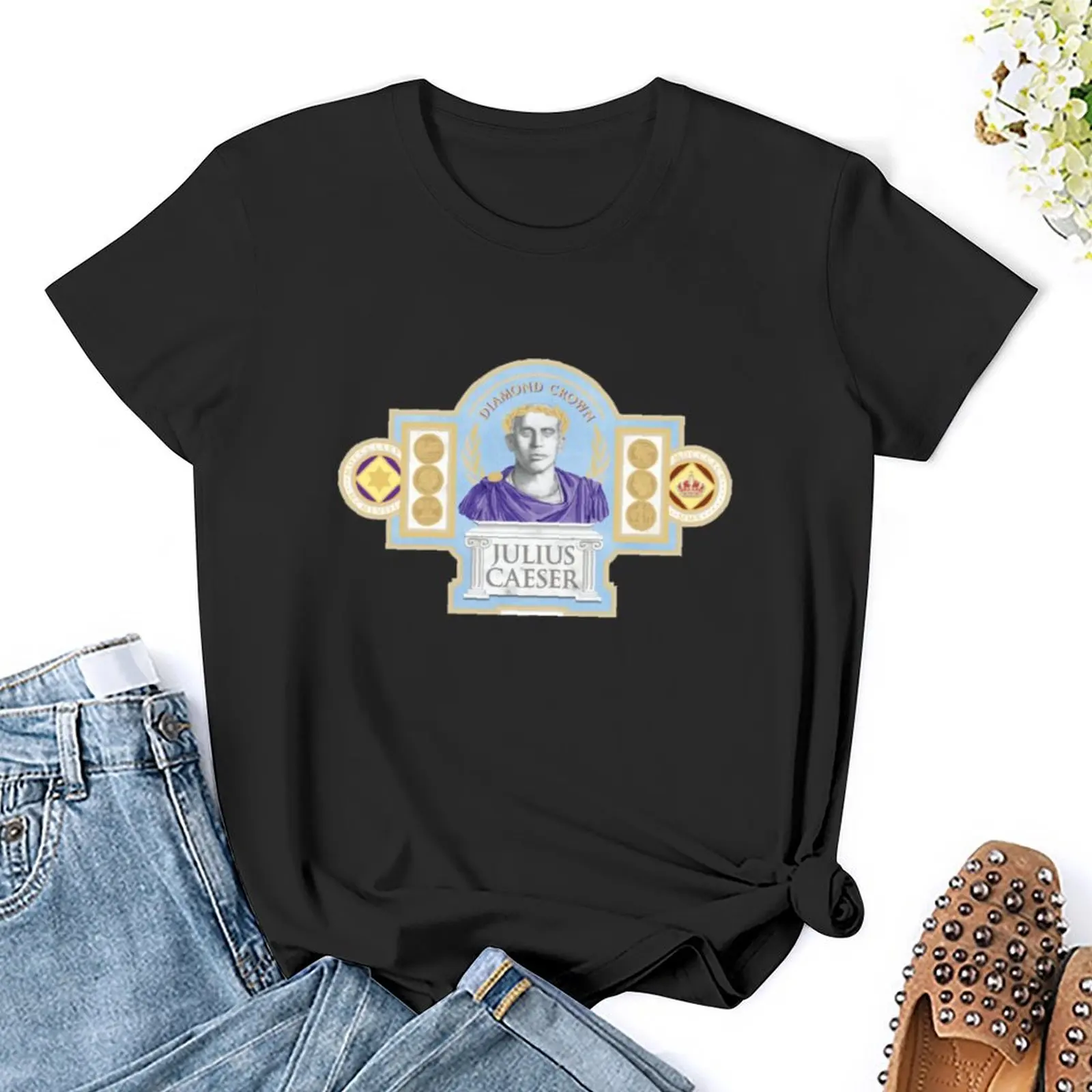 Diamanten Kroon Julius Caeser T-Shirt Tops Esthetische Kleding Blouse Plus Size Tops T-Shirts Voor Vrouwen Katoen