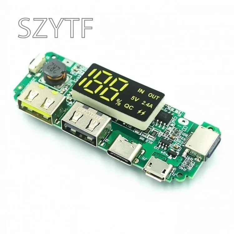 Lithium Battery Charger Board LED Dual USB 5V 2.4A Micro or Type-C USB Mobile Power Bank 18650 Charging Module