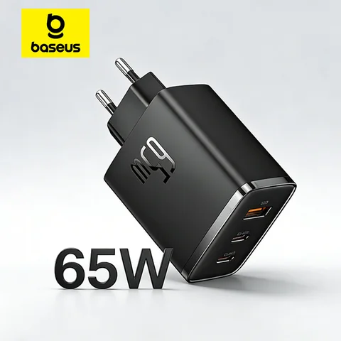 Baseus 65 Вт USB C Зарядное устройство GaN Поддержка QC PD Charge Портативное быстрое зарядное устройство для iPhone 17 16 15 Зарядное устройство для ноутбука Xiaomi