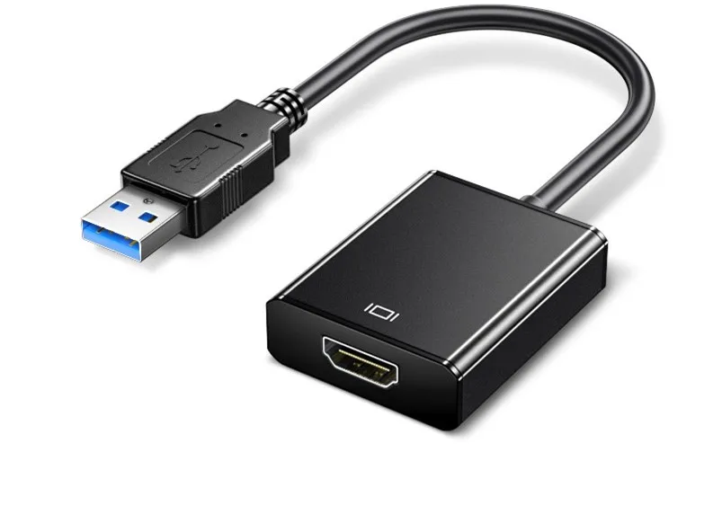 สมาร์ท USB 3.0 ถึง HDMI หญิง-ชาย Converter HD สีดํา 0.2M 1080P USB to HDMI Adapter สําหรับคอมพิวเตอร์โปรเจคเตอร์