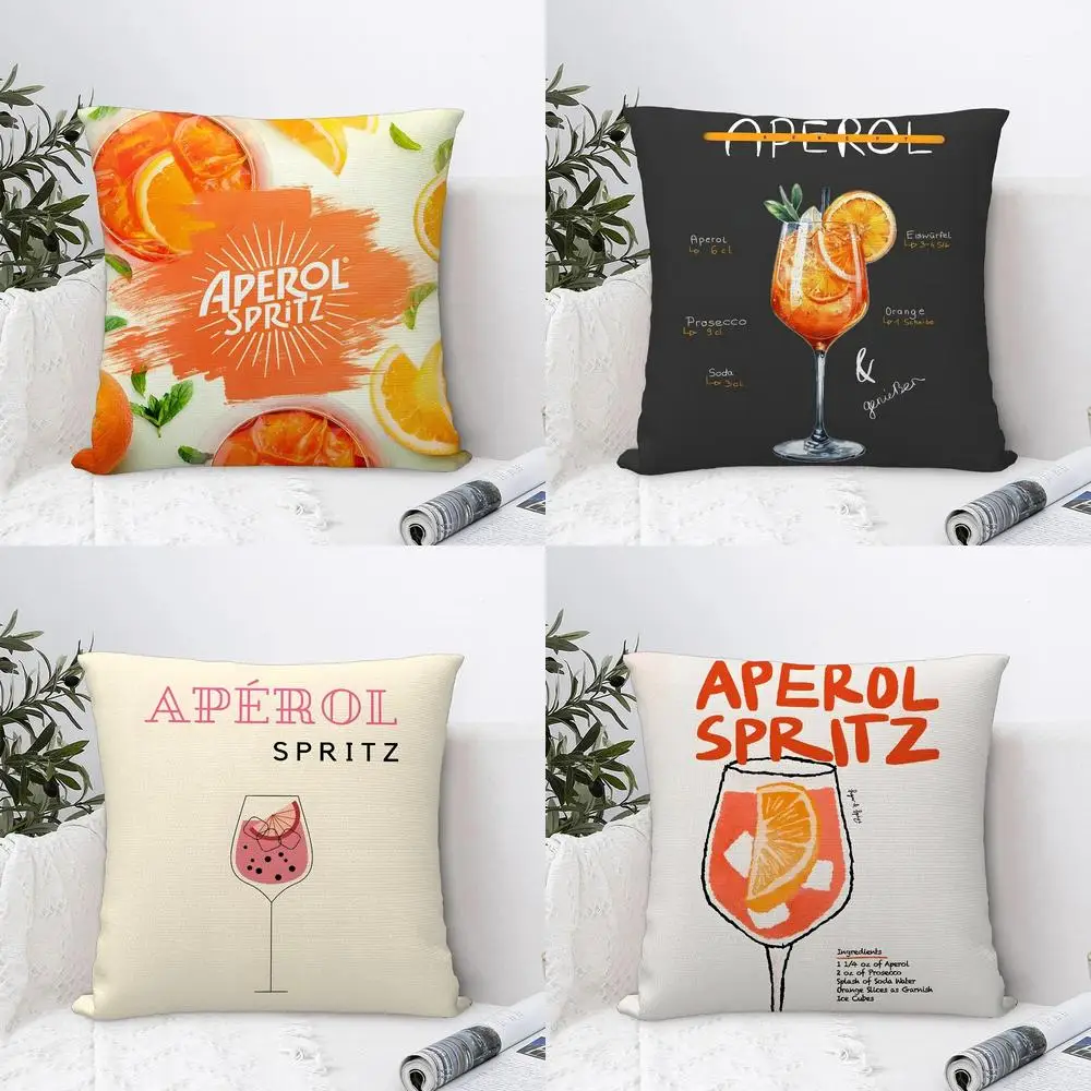 Fundas de almohada decorativas con temática de Aperol Spritz para decoración del hogar, funda de cojín con patrón adecuada para sofá, dormitorio, funda de almohada para coche