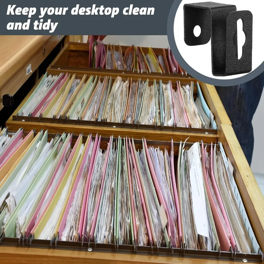 8 Pcs Metal Hanging File Brat Clips Storage Hanging Filing Cabinet Rail Clips Metal Divider Fits 1 2" Drawer Side for File Cabi