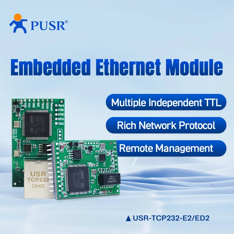 (Harga untuk 2 buah) industri TTL ke modul Ethernet MQTT/SSL Modbus dua arah transmisi transparan USR-TCP232-E2/ED2