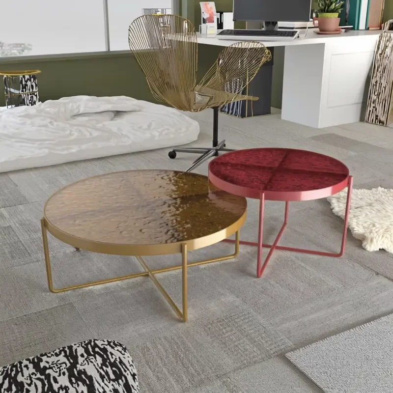 Hot Selling Modern Coffee Table with Tempered Glass Top and Metal Frame Decorative Living Room Furniture Set