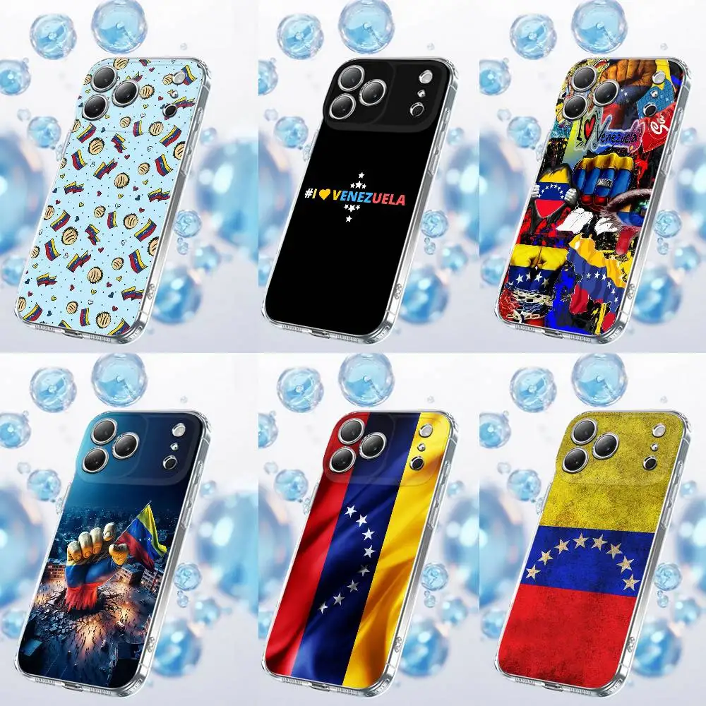 Venezuela Flag Logo Art Phone Case For iPhone 17,16,15,14,13,12,11,Plus,Pro,Max,Plus,E,Air,Mini Transparent Cover