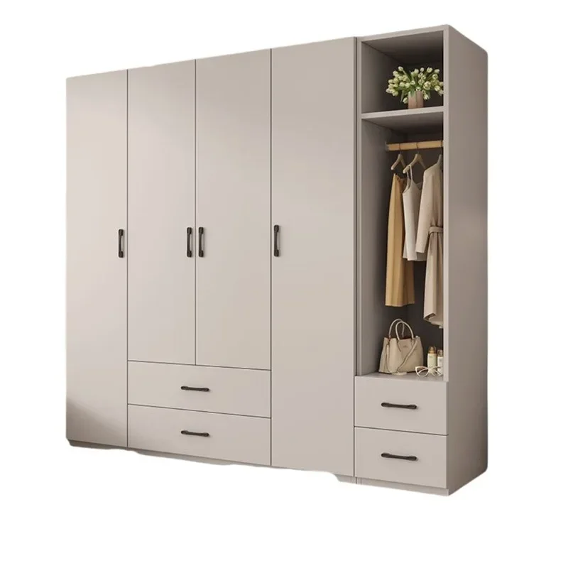 Solid wood wardrobe, small apartment cabinet facing the door in the household bedroom, simple Nordic style children's assembled