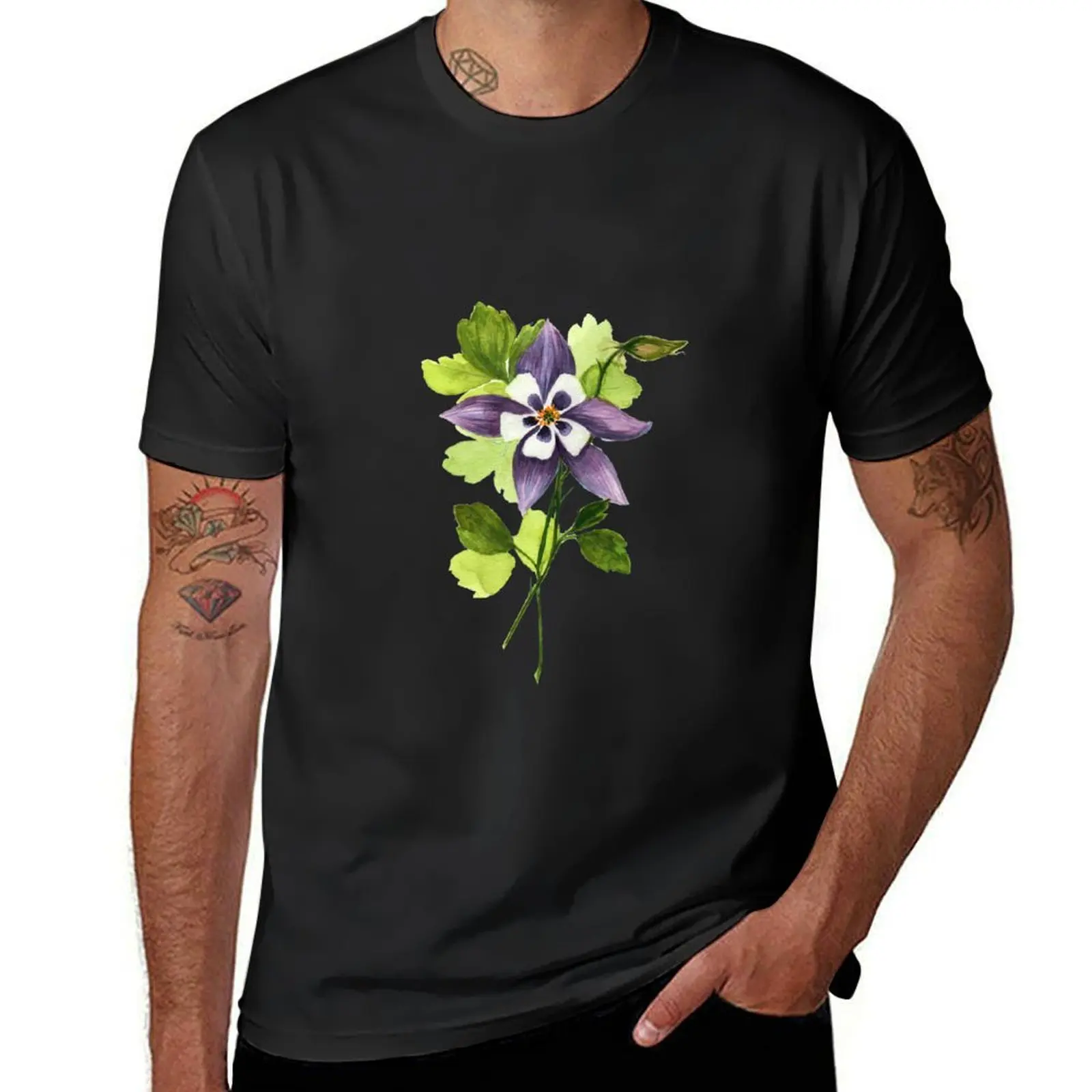 T-shirt avec motif floral de colombine pour homme, sublime, personnalisé, concevez le vôtre, grandes tailles