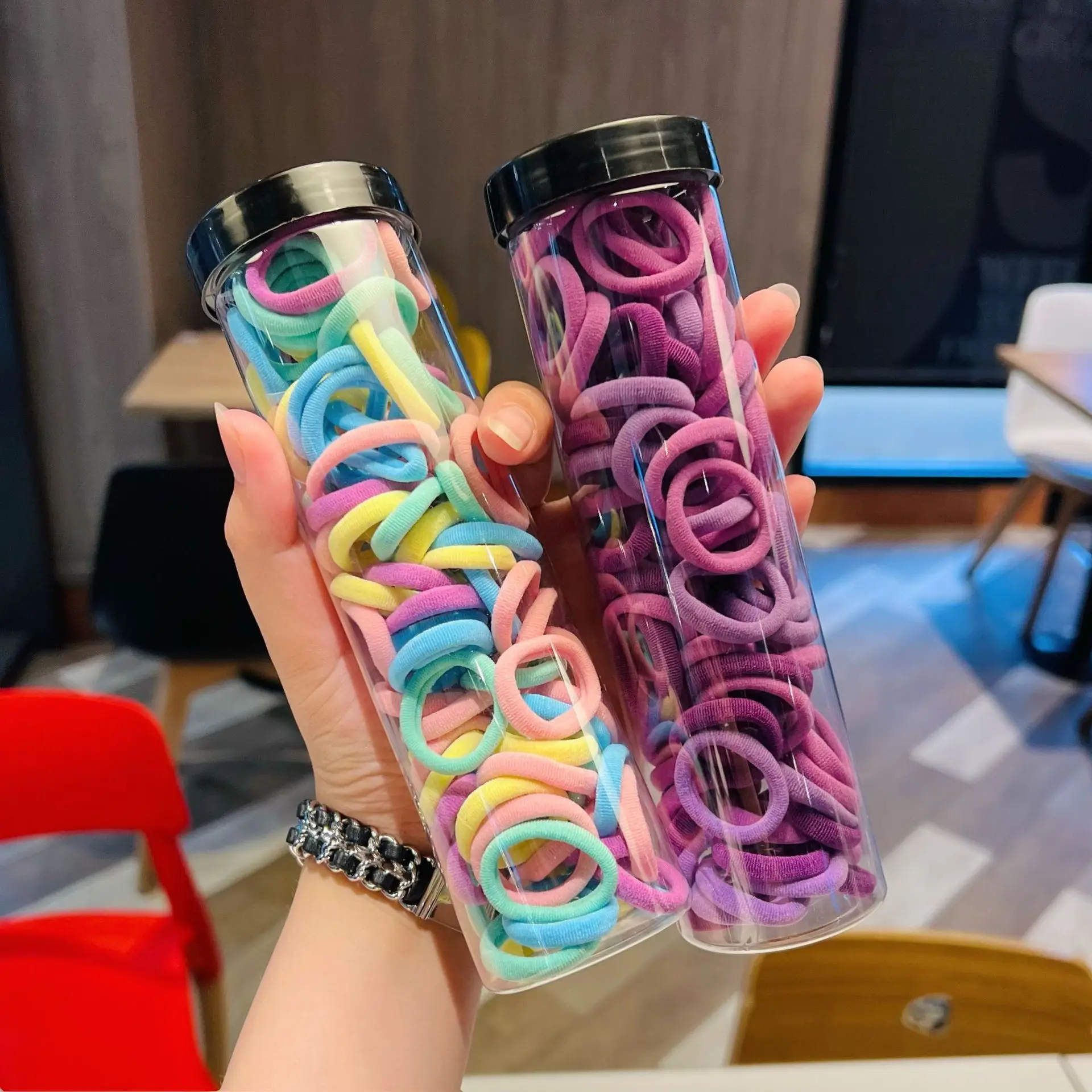 100 stücke Farbe Einfach zu Haar Hohe Elastische Haar Ring frauen Elegante Temperament Exquisite Alle-spiel Haar Ring haar Zubehör