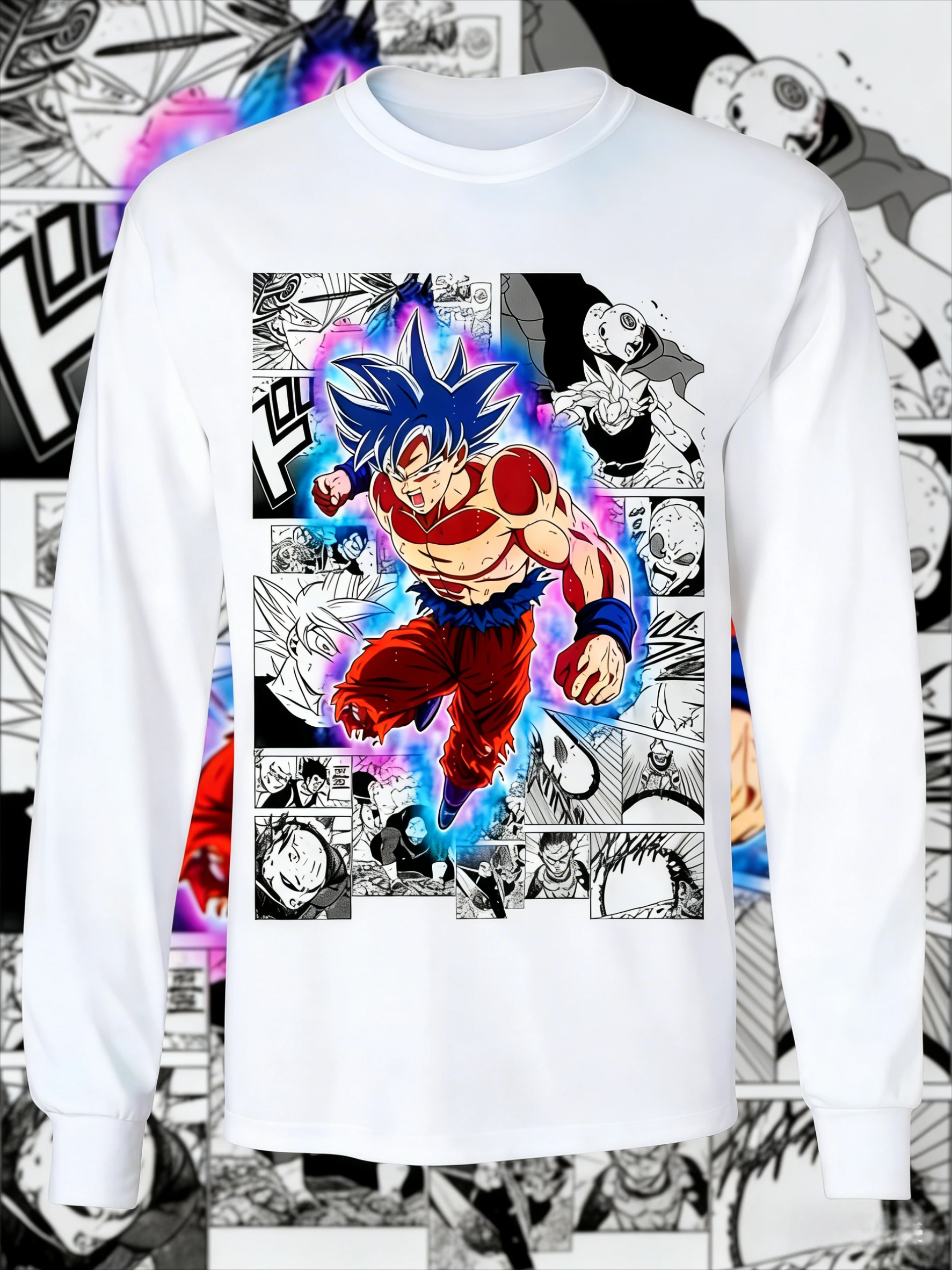 Camiseta de Manga Larga de Algodón Vintage Dragon Ball Otoño Invierno 2026, Unisex para Hombres y Niños, Goku Ultra Instinct, Diseño de Collage de Manga