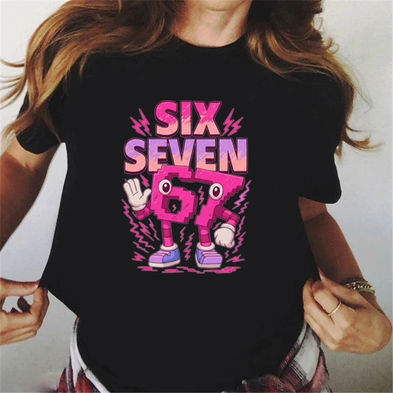 ستة سبعة الإيطالية Brainrot 6 7 الجرافيك تي شيرت مطبوع المرأة موضة Harajuku في سن المراهقة طالب الفتيات التي شيرت الصيف قميص غير رسمي بلايز #1