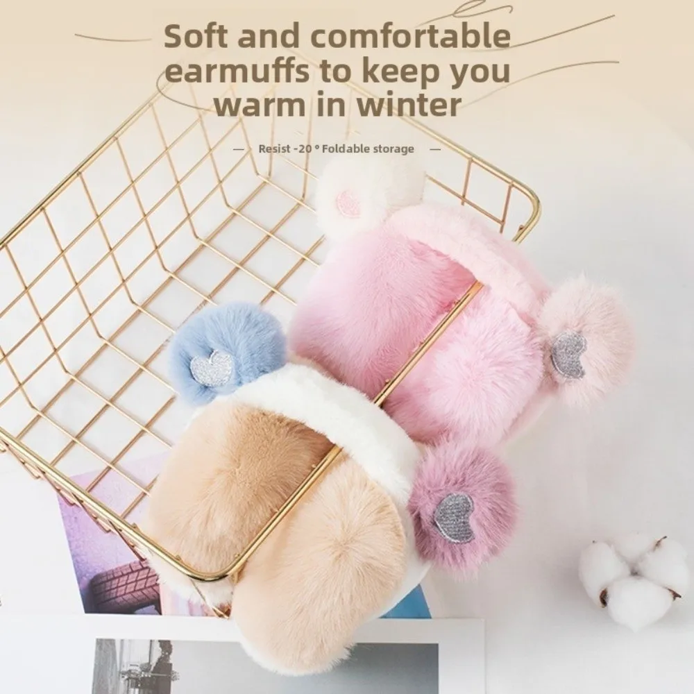 هدايا الحب القلب الشتاء غطاء للأذنين Coldproof طوي فو هوب عقال حماية آذان أدوات دافئة الدب غطاء للأذنين رقيق