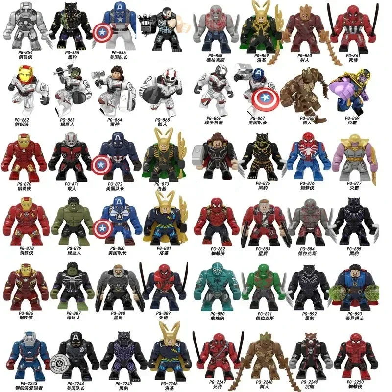 

Marvel Mini Block Man Super Hero Action Figure Iron Man Spider Man Hulk Thanos Combination Block Children's Puzzle Toy Gift