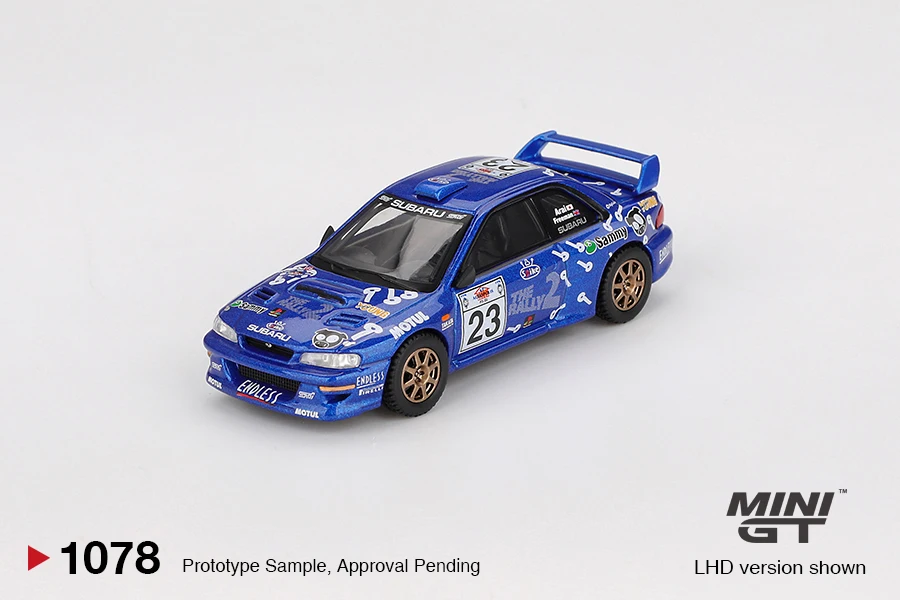 MINIGT 1/64 Subaru Impreza WRC99 # 23 2000 Acropolis RallyMGT 01078-CH Auto Legering Motorvoertuig Diecast Metaal Model Kinderen Speelgoed Jongens