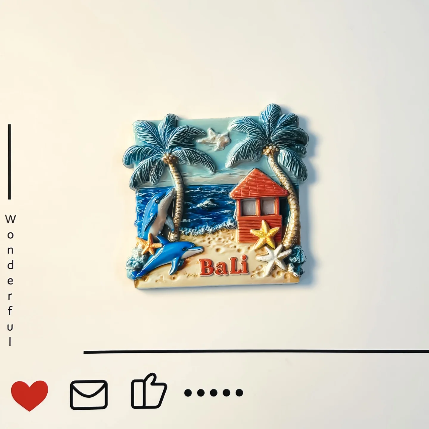 Indonesia, tourist destination, Bali, seaside scenery, creative decorative souvenirs, refrigerator stickers
