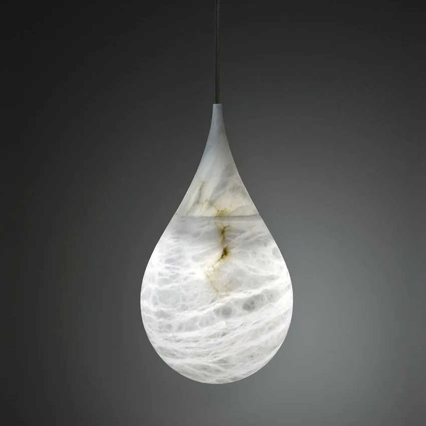 

Natural Marble Drop Pendant Light Luxury Handmade Stone Hanging Lamp For Living Dining Kitchen Island Indoor Lighting Fixture