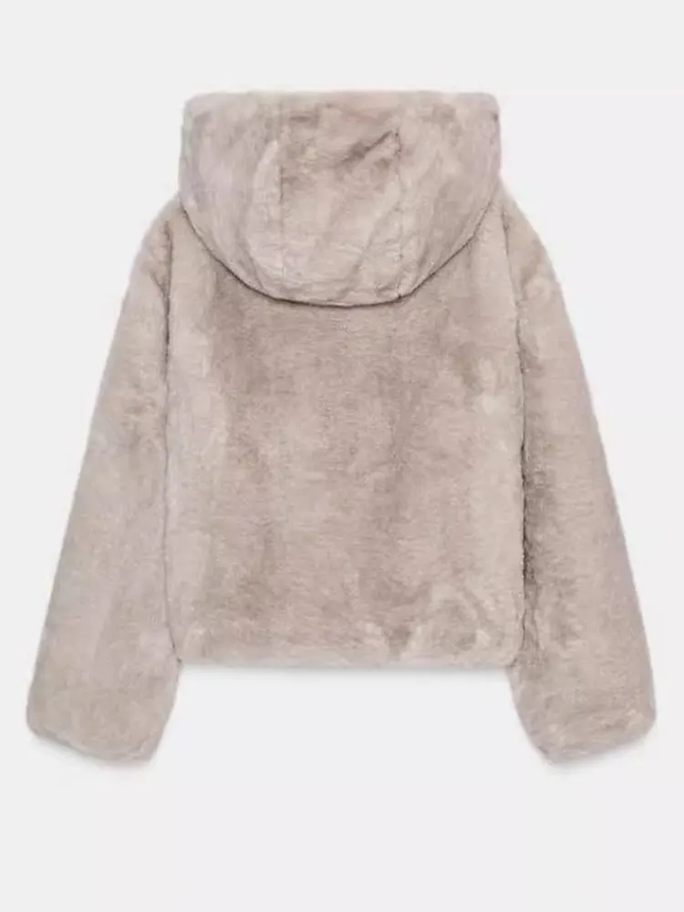 شتاء جديد وصول المرأة طويلة Sve مقنعين Thiened الفراء الاصطناعي Jaet ort عارضة Sle البوليستر الألياف معطف دافئ