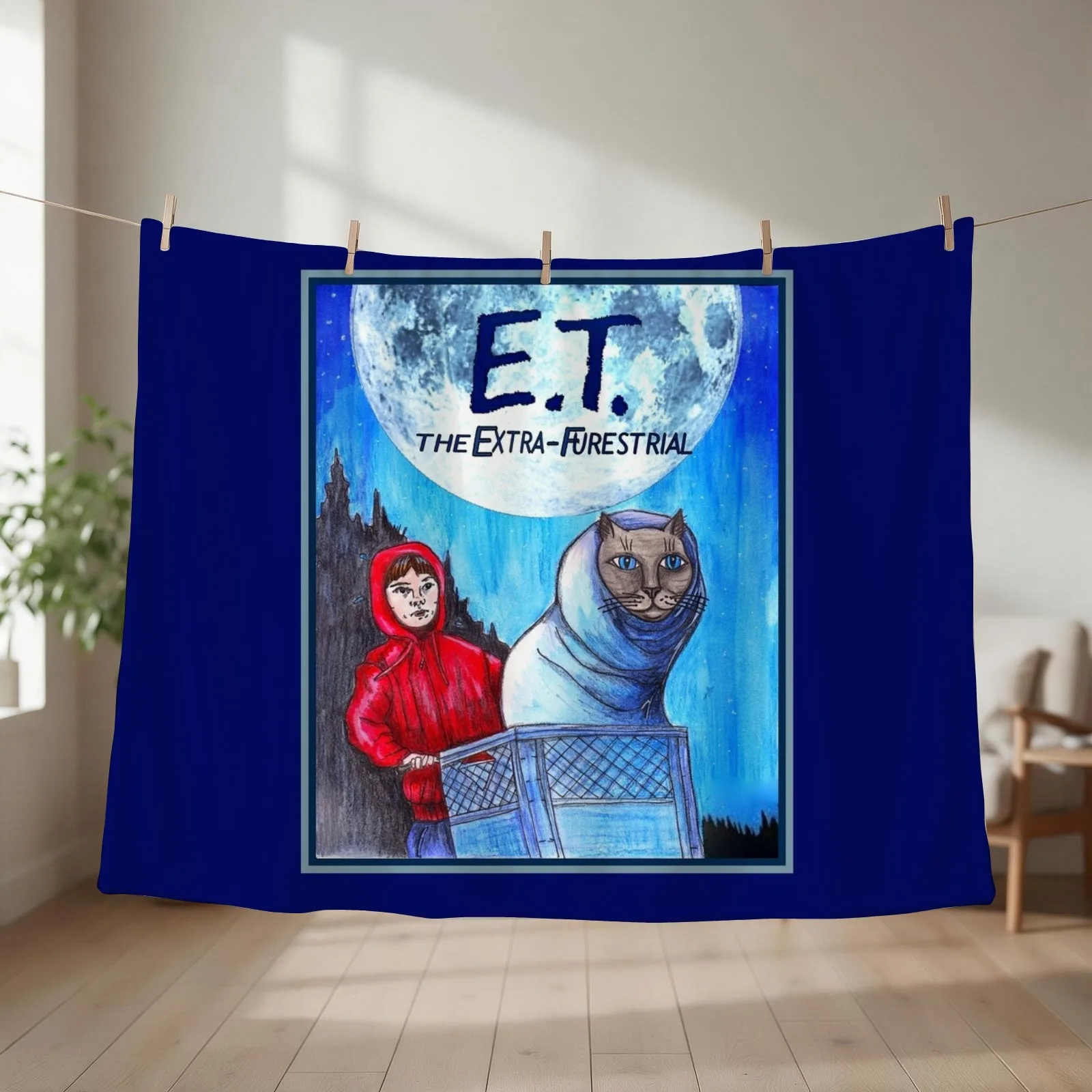 E.T. The Extra-Furestrial Throw Blanket couch cozy soft plush fuzzy picnic outdoor blanket