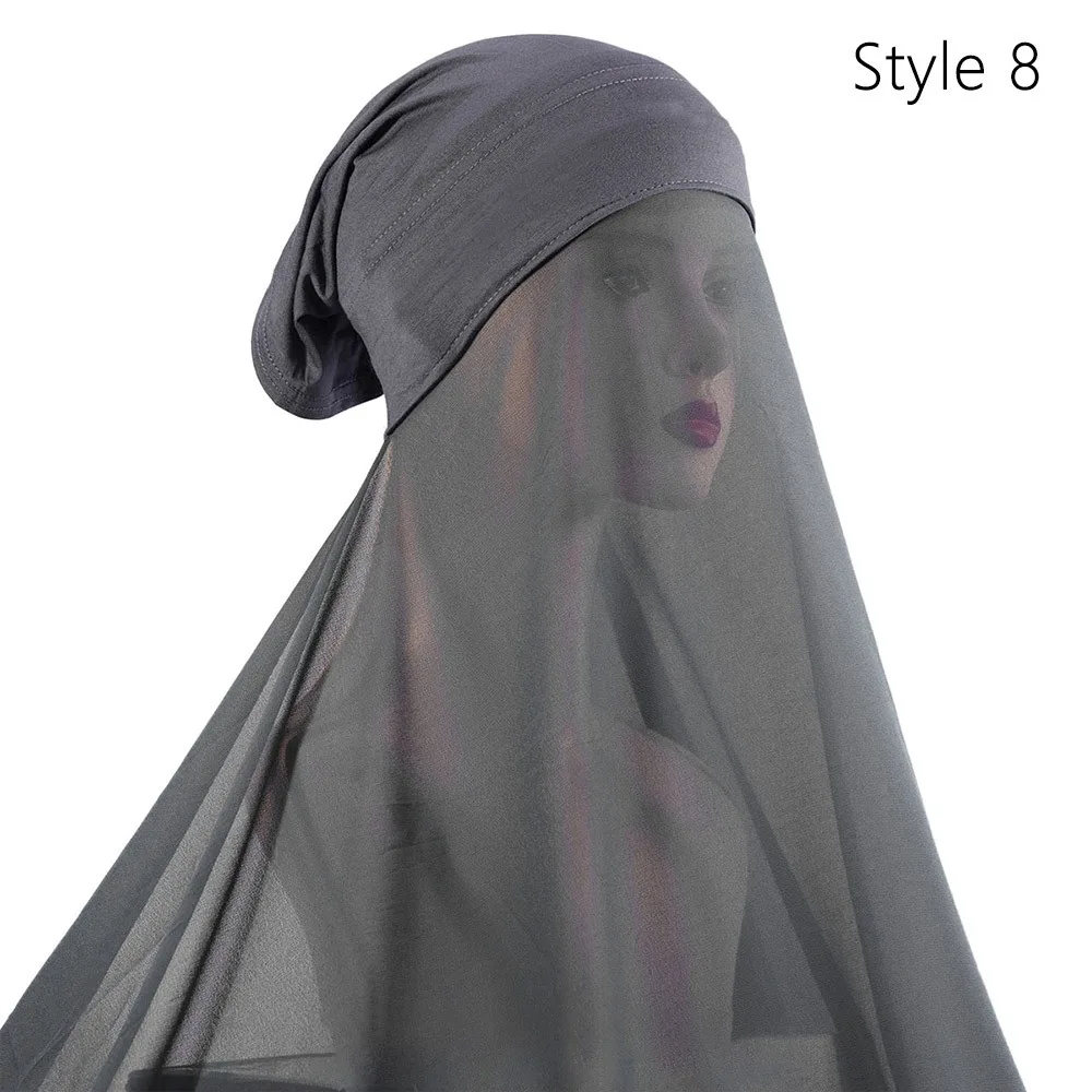 

Fashion Pearl Chiffon Muslim Headband Big Size Breathable Hijab Scarf Soft Long Muslim Women Bonnet Turbans