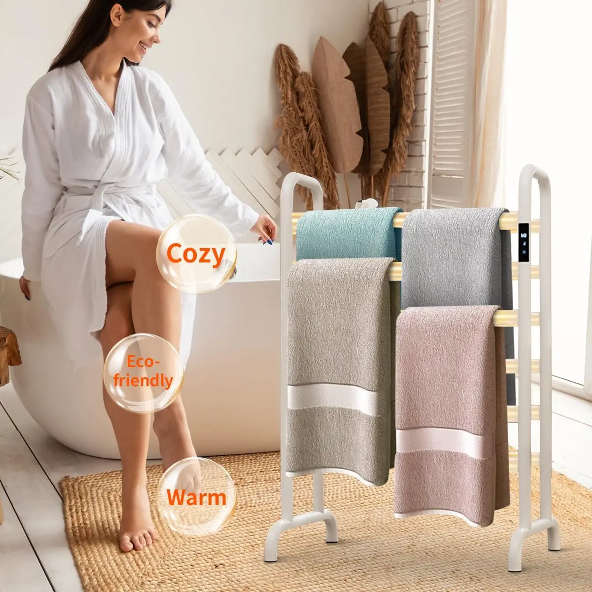 Towel Warmer Rack, Heated Towel Racks for Bathroom, with Timer and Temperature Adjustment, Overheat Protection Function, 12