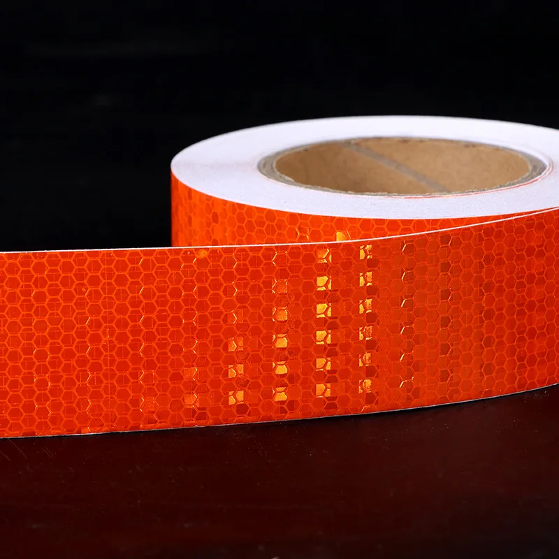 2 Inch / 4 Inch Orange Self-adhesive Reflector PVC Reflective Warning Tape For Van Car Traffic Sign