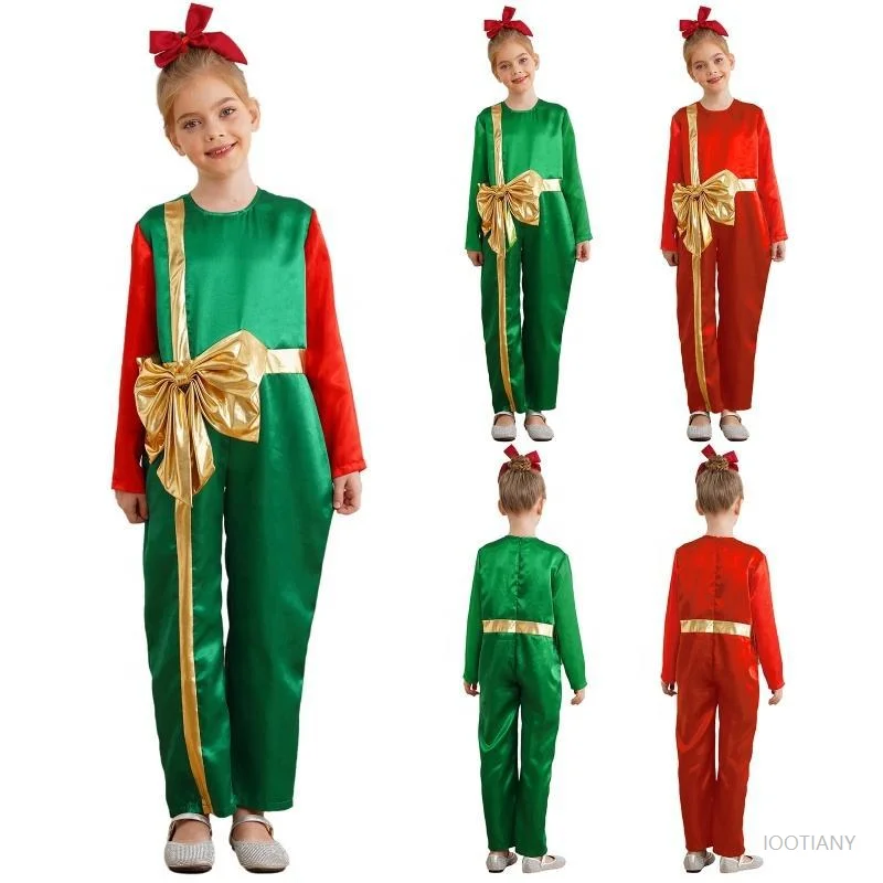 

Christmas Children's Costume Cosplay Santa Claus Sparkly Gift Box Bodysuit Cute Girl Christmas Outfit Party Holiday Suit 2026