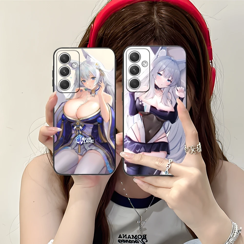 Azur Lane Shinano Mobile Cell Phone Case for Samsung M55 35 15 54 34 14 33 23 13 42 32 22 F55 23 12 5G Black Phone Cover Shell