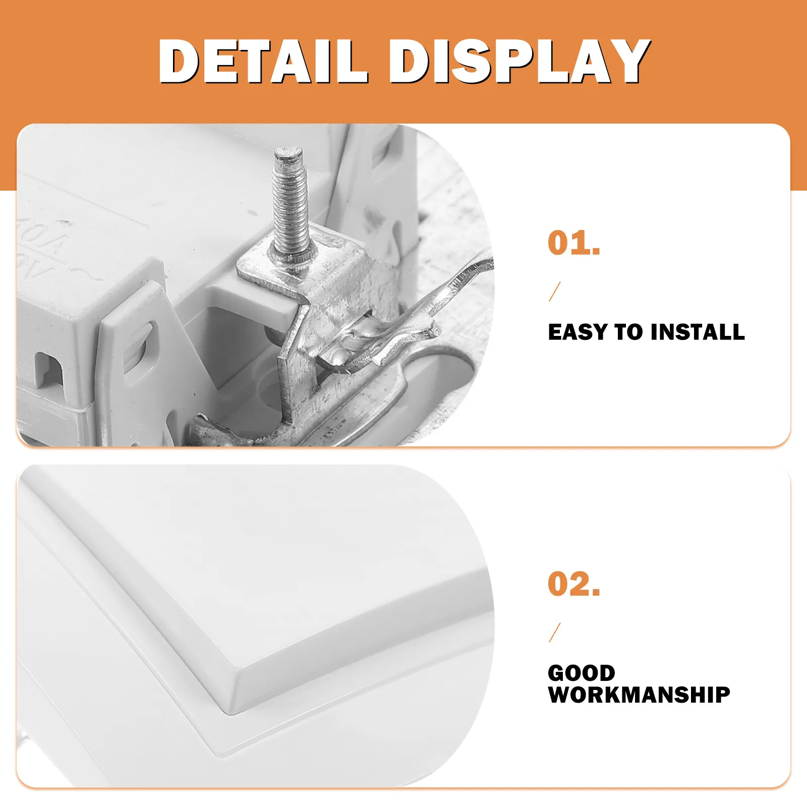 2Pcs One Way Double Control Light Switch High Temperature Resistant Home Use Wall Mounted Control Switch Panel for Indoor