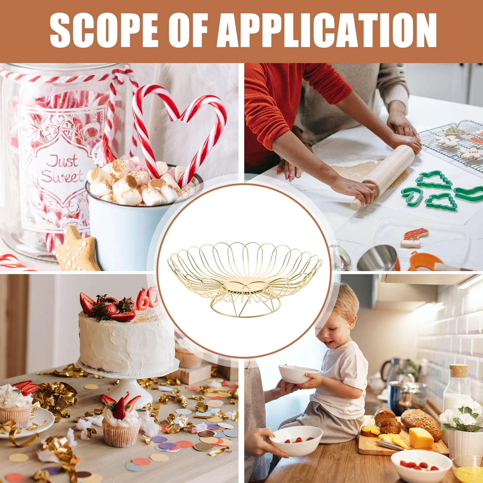 

Snack Storage Basket Bowl for Fruit Baskets Container Tray Holder Metal Vegetable Food