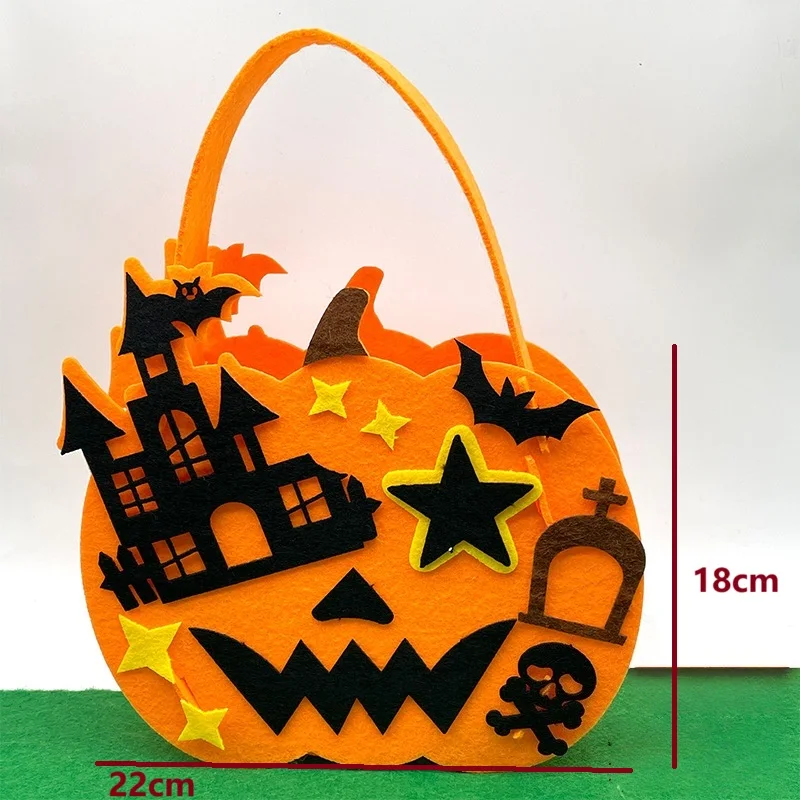 

Halloween candy bag Children's handmade pumpkin bag Kindergarten DIY hand-held candy bag Material package 5PCS