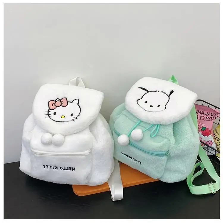 

Плюшевый рюкзак для девочек с рисунком из аниме Sanrio, школьный ранец Kuromi с принтом Hello Kitty, Студенческая сумка My Melody, детские игрушки, подарок на день рождения