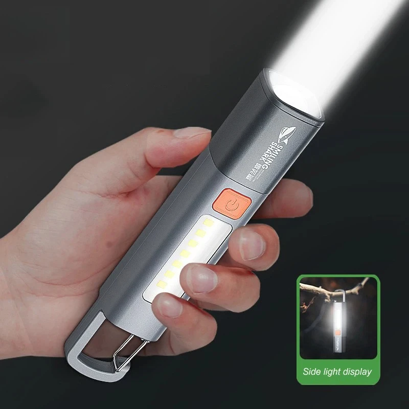 

Youpin Outdoor Flashlight Portable Strong Light Variable Focus with Floodlight Side Lights Long Range Flashlight Gift New Home
