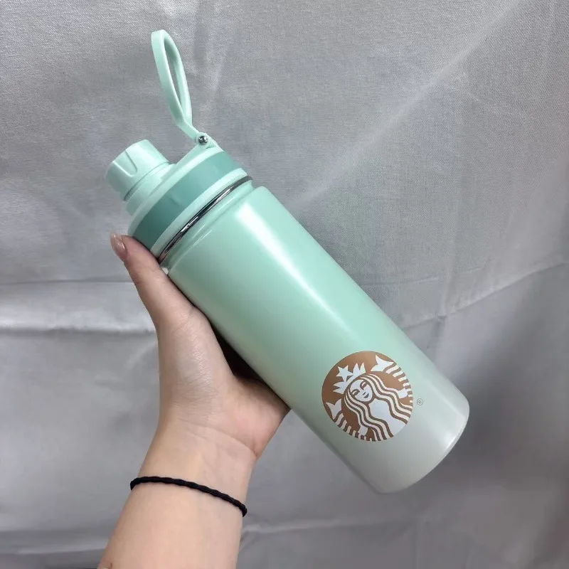 

500ml Starbucks Calming Mint Green Insulated Bottle, Lightweight Portable Tumbler with Top Handle for Commuting and Outdoor Use